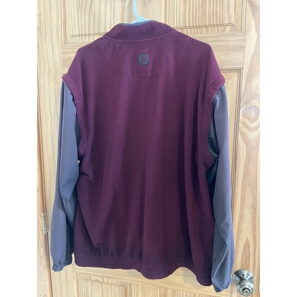 FootJoy Golf Fleece Full Zip Jacket With Zip Off Sleeves Maroon Gray Size Large - Picture 3 of 4